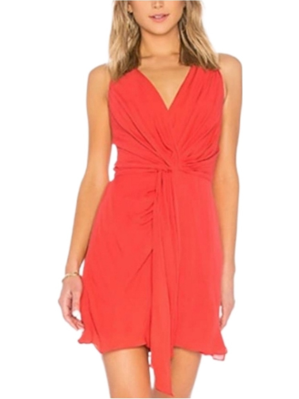 HAUTE HIPPIE Trails End Plunging Neckline Twist-Front Midi Dress NWT